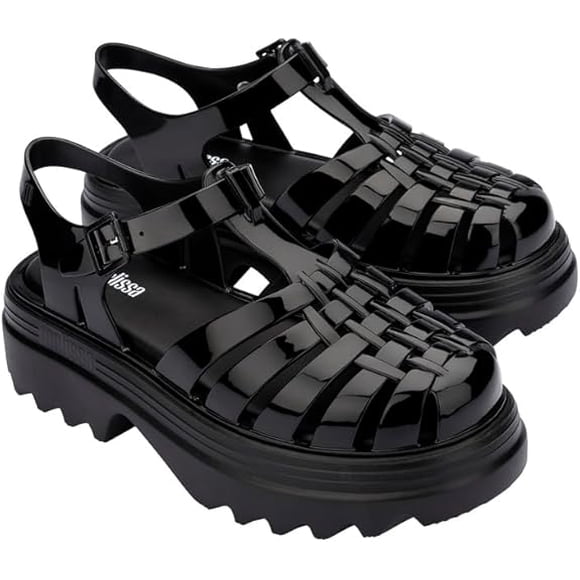 Melissa Possession Platform Jelly Sandals for Women Classic Fisherman-Style Chunky Platform with Adjustable Ankle Strap, Lightweight EVA Sole, and Non-Slip Traction