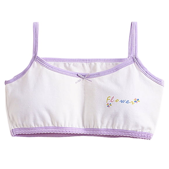 Wxirdiow Little Bras for Toddlers Girls Padded Training Bra – Crop Cami Training Bras for Girls Seamless Bra Design with Removable Padding White Size,7-8 Years