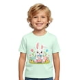 thumbnail image 1 of GDREDA T-Shirts Graphiques de Pâques pour Garçons Doux Décontractés à Manches Courtes Hauts Colorés pour Enfants Vert Pâle, 1-2 Ans, 1 of 4