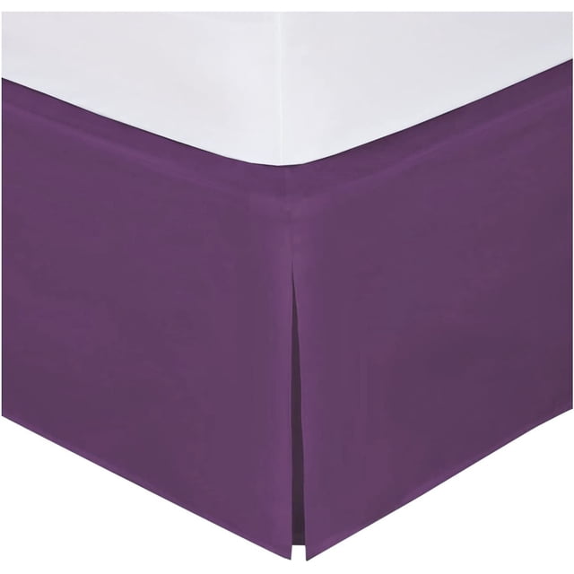 Alive Pixels Bed Skirt Violet Solid 100 Percent Cotton Split Corner Pleated 1-Pc with 24 Inch Drop 200TC (Queen, Violet)