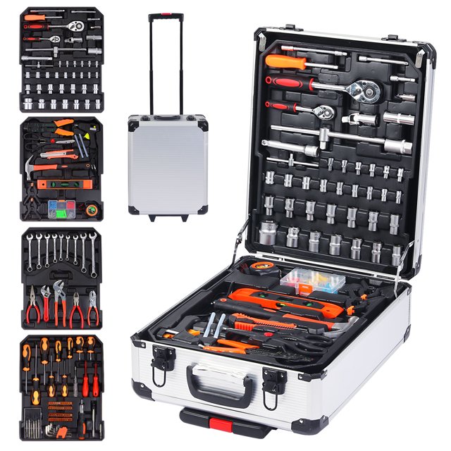 Unique Bargains 186packs Tool Set with Box, Wrench Set, Pliers Set, Screwdriver Set, Socket Set