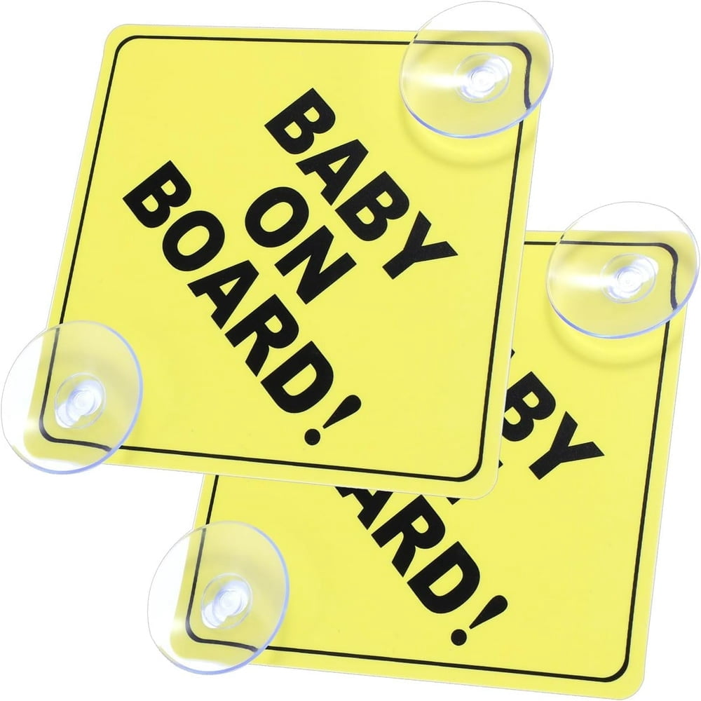 CHUANK 2 Pcs Panneau « Bébé à Bord » avec Ventouses Jaune Vif Autocollant « Bébé à Bord » pour Voitures Panneau d'Autocollant Réfléchissant d'Avertissement pour Voiture Autocollant de Rappel Réutilisable Décalcomanies Sans Résidu