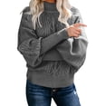 thumbnail image 2 of Ladies Mid Neck Sweater Pullover Sweaters for Women Plus Size Loose Long Sleeve Knit Pullover Sweaters for Women Fashion Solid Color Sweater Pullover Striped Sweaters Top, 2 of 6