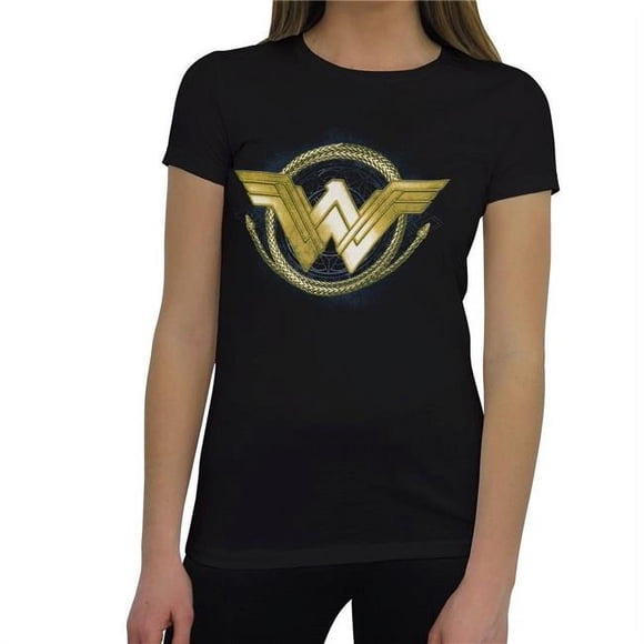 Wonder Woman tswwgoldlogwom-cs T-Shirt pour Femmes Logo Lasso Doré du Film - Petit