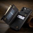 thumbnail image 1 of CaseMe Back case Card Slot Retro Matte Synthetic Leather Wallet Zipper Stand Cover for iPhone 13 Pro Max (Black), 1 of 9