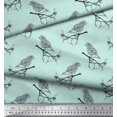 thumbnail image 2 of Soimoi Green Heavy Satin Fabric Branch & Bird Text Print Fabric by Yard 54 Inch Wide, 2 of 5