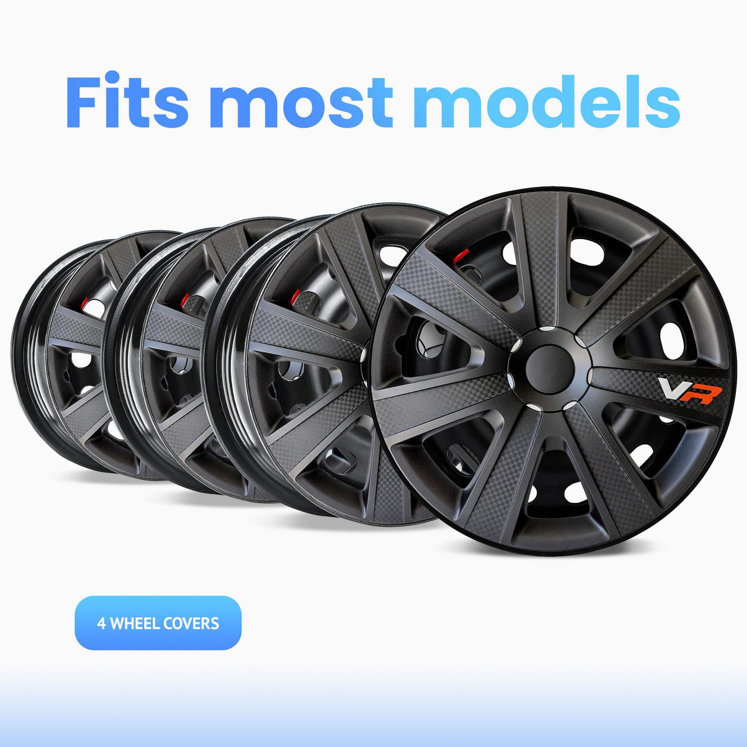 17" VR Carbon Wheel Covers, Black , set of 4