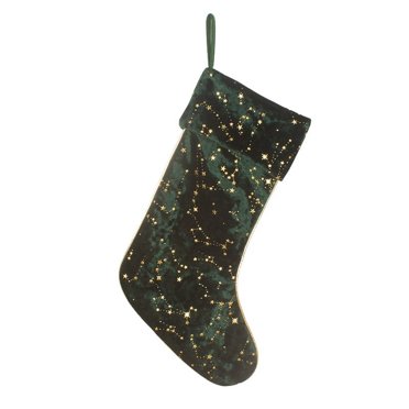 Zhuge 5Pcs Velvet with Silver Stocking, 20", Christmas Stocking, Silver Stocking, Shiny Family Stocking, Christmas Decorations, Family Xmas Gifts，Green