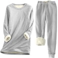 thumbnail image 1 of Ensemble de Survêtement en Molleton pour Femmes 2 Pcs Tenue d'Hiver Chaude Doublée Sherpa Ensemble de Chandail à Col Ras du Cou et Pantalon de Survêtement, 1 of 3