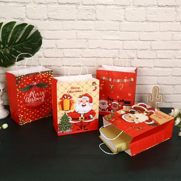 Small Christmas Paper Gift Bags with Handle 10 Pack Holiday Party Favor Treat Bag Holiday Gift Packaging Seasonal Decor Christmas Bag Set Christmas Ornaments Christmas Decorations Fall Decor Hallowee