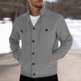 thumbnail image 2 of LNWUY Mens Corduroy Jacket Button Down Long Sleeve Shacket Casual Lapel Cargo Work Shirts Lightweight Textured Soft Tops Gray L, 2 of 6