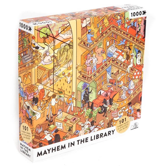 Big Potato Mayhem in The Library: Book Jigsaw Puzzle for Adults (1000 Pieces) Filled with 101 Riddles to Solve…