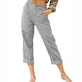 thumbnail image 2 of RKSTN Womns Pants Casual Solid Color Pockets Buttons Elastic Waist Comfortable Straight Pants Lightweight Soft Workout Pants, 2 of 5