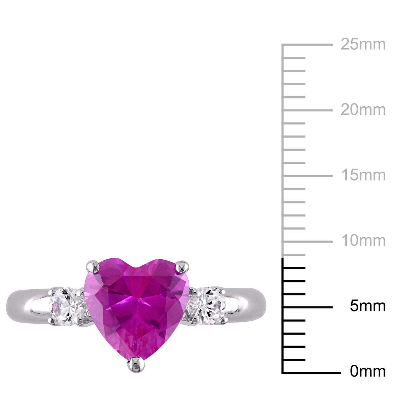 Bague à 3 pierres Tangelo avec saphirs blancs et roses synthétiques 2-1/2 CT PBT en argent sterling