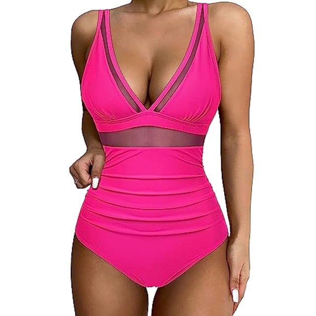 LSLJS Women's Fashion Matching Multi-color Printed Swimsuit Tight Fitting And Gathering Swimsuit