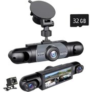 Full View Car Dashcam System, 4K HD 360° Dash Cam with Night Vision, Parking Mode, G-Sensor, Loop Recording