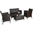 thumbnail image 2 of Costway 4PCS Rattan Patio Furniture Set Cushioned Sofa Chair Coffee Table Black, 2 of 9