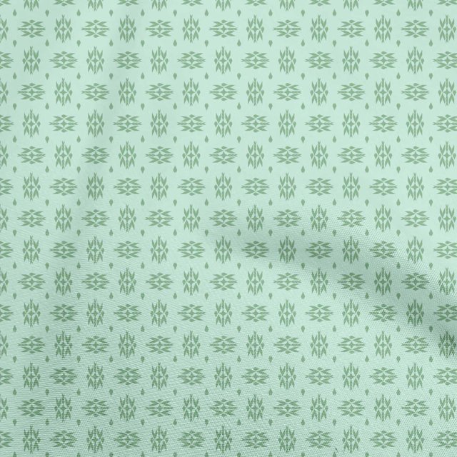 oneOone Cotton Silk Light Green Fabric Geometric Sewing Craft Projects Fabric Prints By Yard 42 Inch Wide