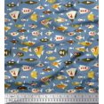 thumbnail image 1 of Soimoi Blue Moss Georgette Fabric Fish Ocean Print Sewing Fabric Yard 42 Inch Wide, 1 of 2