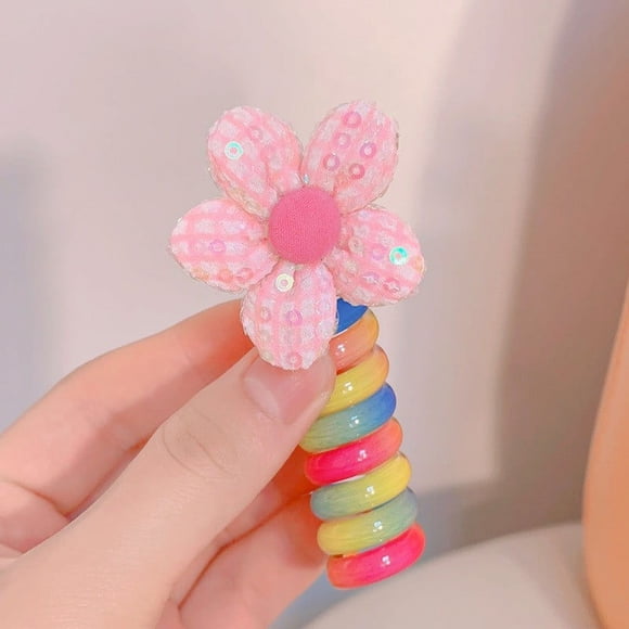 Hair Elastics, No Crease Spiral Hair Ties Hair Bands Multi Color Waterproof Phone Cord Hair Scrunchies Hair Coils Accessories for Women Girls