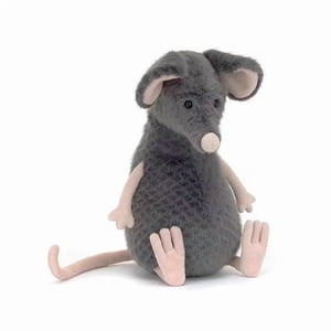 Jellycat Lachlan Sad Animaux farcis de rat, 10.6" Jouet en peluche de rat bleu-gris doux avec des membres roses Jouet de peluche Cadeau pour enfants classique