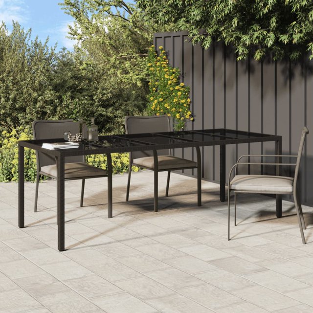 vidaXL Table de Jardin Marron 250x100x75 cm en Verre Trempé et Poly Rotin