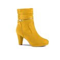 thumbnail image 1 of Unique Bargains Bottines à Talon à Bout Rond à Enfiler avec Fermeture Éclair pour Femme Jaune (Taille 8), 1 of 7