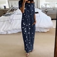 thumbnail image 2 of Kcodviy Chemises de Nuit à Manches Courtes Quotidiennes pour Femmes Grande Taille Imprimé Étoiles Décontracté Robe de Nuit Inclinée pour Femmes Épaule Maxi Robe de Nuit, 2 of 5
