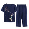 thumbnail image 1 of Birdeem Blouses pour Femmes Ensemble Estival Décontracté Imprimé à Manches Courtes Col Rond Haut Pantalon Tailleur Mince Usé Extérieur Tenue d'Intérieur, 1 of 12
