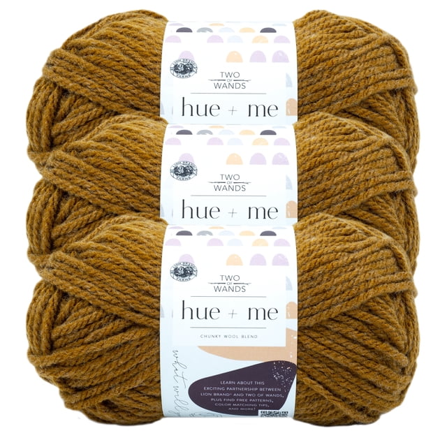 Lion Brand Yarn Hue + Me Arrowwood #5 Bulky, Acrylic/Wool 4.4 oz/150 g, 137 yds/125 m, 3-Pack