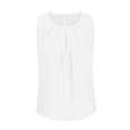 thumbnail image 4 of Qertyioot Femmes Été Casual Couleur Unie Col Rond Manches Tops Lâches Merci Chemisiers, 4 of 5