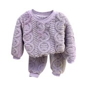 AJIWYH Girls Pajama Set,2 Piece Toddler Kids Boys Girls' Winter Pyjama Set Warm Flannel Sleepwear Set Tops Pants Outfits Soft Pyjamas Outfits Girls Pajamas Purple,13-14 Years