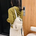 thumbnail image 2 of Women Solid Color Backpack Preppy Style School Nylon Mini Rucksack (White), 2 of 9