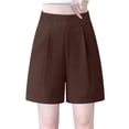 thumbnail image 1 of Timegard Womens Dressy Shorts Plus Size Elastic High Waisted Comfy Ruched Straight Leg Work Casual Shorts, 1 of 7