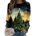 thumbnail image 1 of MAWCLOS Sweat-Shirt de Noël pour Femmes Col Rond Sweat-Shirts de Noël Imprimé Élan Pull Décontracté Manches Longues Vert Arbre de Noël m, 1 of 2