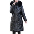 thumbnail image 1 of CEHVOM Manteau Long Matelassé en Coton Brillant pour Femme à Manches Longues avec Capuchon Liquidation, 1 of 5