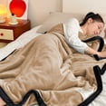 thumbnail image 3 of Matoen12 Solid Color Flannel Blankets for All Season, Polyester Soft Throw Blanket Lightweight Air Conditioning Quilt for Nap Sleep, Modern Style Home Decor Ideal for Gift, 40"x55", 1PC, Khaki, 3 of 8