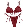 thumbnail image 1 of Womens 2 Piece Swimsuits Three-Point Bikini Skinny Hot Spring with Small Breasts Wine Women Bathing Suits S, 1 of 3