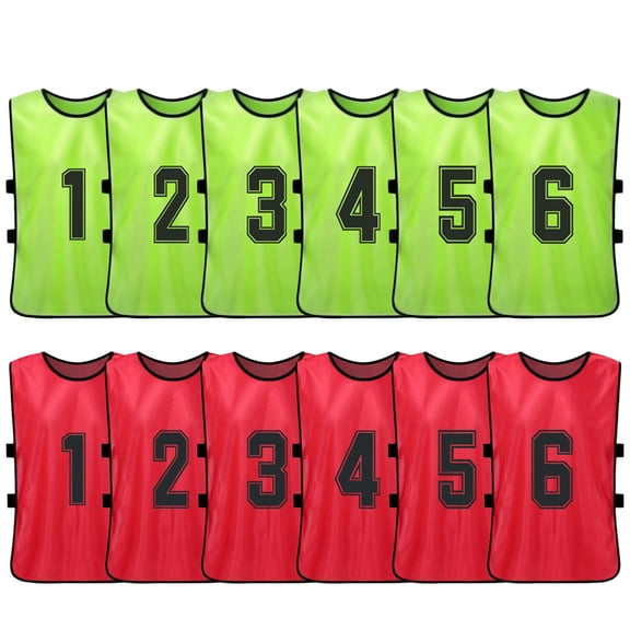12 Pcs Chasubles de Soccer pour Adultes à Séchage Rapide Maillots d'Équipe de Soccer