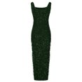 thumbnail image 4 of EQWLJWE Robe Longue pour Femmes Femmes Mode Bretelles à Franges Paillettes Aguichant Fente Fente Robes Longues Sans Manches Encolure Carrée Robes à la Cheville, 4 of 5