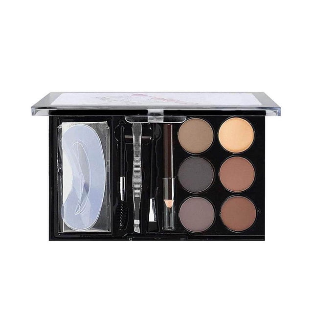 pitrice 6 Colours Eyebrow Contour Powder Kit with Eyebrow Brush Eyebrow Stencil Professional Eyebrow Powder Make Up Set