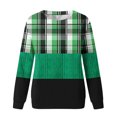 thumbnail image 5 of KIHOUT Chandails en Molleton de Mode pour Femmes, Manches Longues Décontractées à Carreaux Patchwork Col Rond Ample Blouse Chandail Tops, Taille P-2TG, 5 of 5