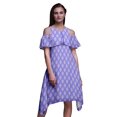 thumbnail image 1 of Bimba Block Print Womens Chic Style Cold Shoulder Shift Dress Summer Tunic -X-Small, 1 of 1