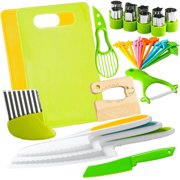 Suncoda Childrens Kitchen Suits, Kitchen Tools for Kids Plastic Cutting Board Does Not Harm Hands Plastic Serrated Fruit Knife Children's Kitchen Tool Set