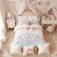 thumbnail image 4 of JOLUSERE Cartoon Pink Beige Comforter Twin Set，2-Pieces Bunny Kitten Pattern Bedding Set for Kids, 4 of 8