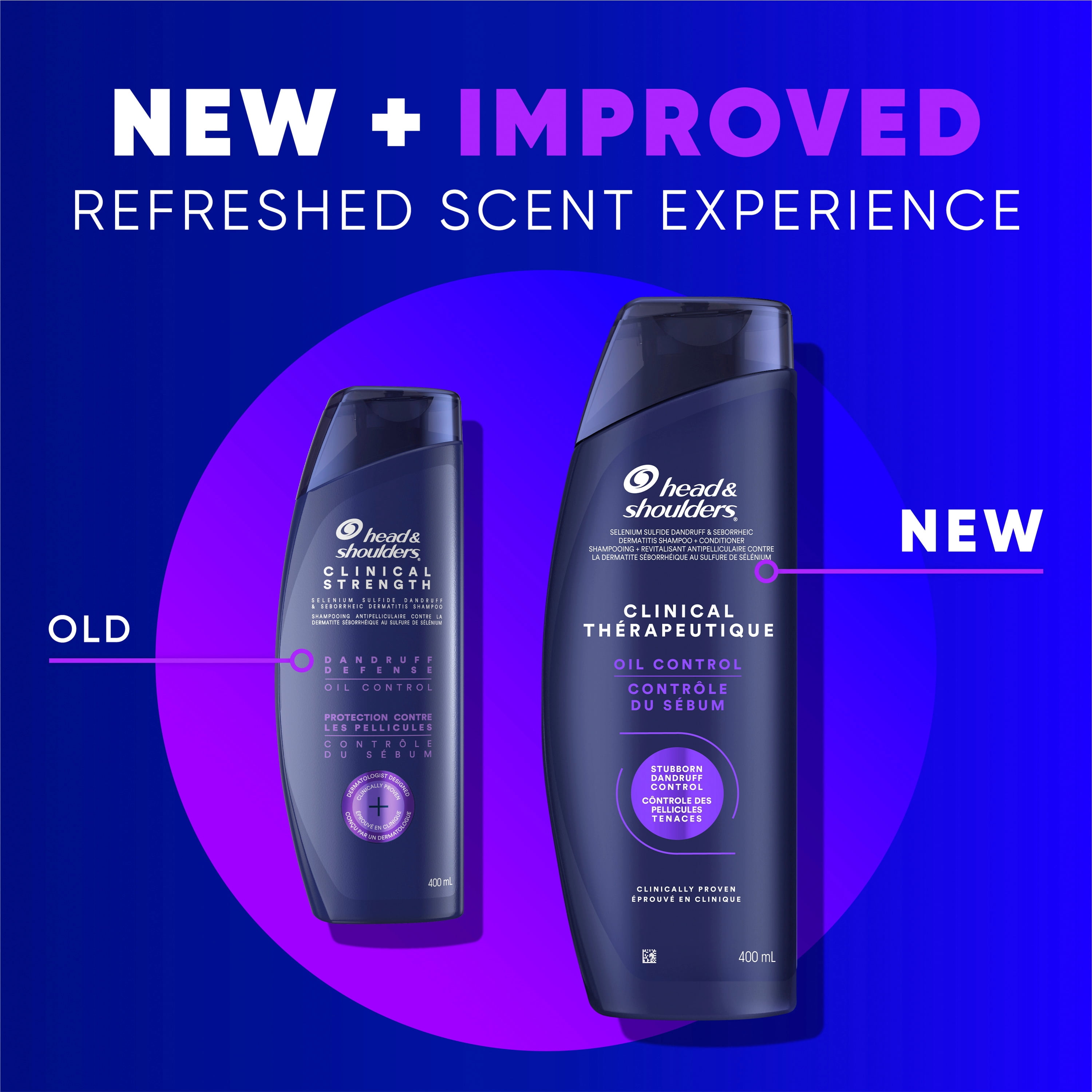 Head & Shoulders Dandruff Shampoo, Clinical Strength Oil Control, 1% Selenium Sulfide, Oily Scalp, Flake Protection, Stubborn Dandruff Control, Jasmine Scent, 400 mL
