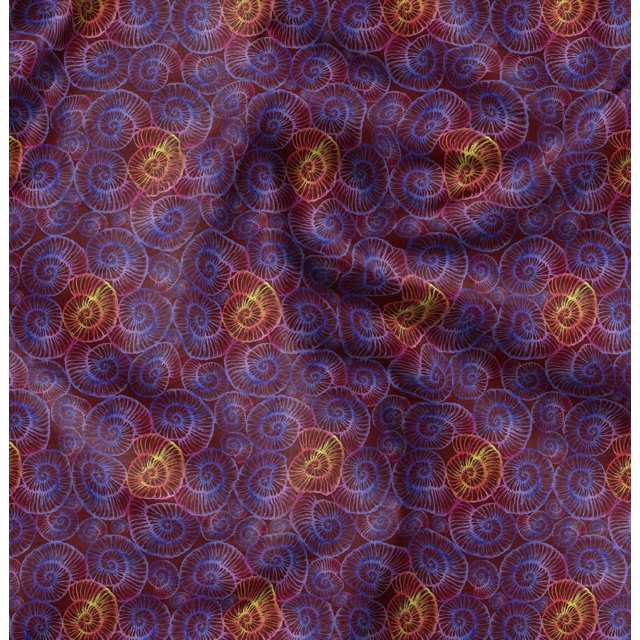Soimoi polyester Crepe Fabric Shells Ocean Fabric Prints By Yard 52 Inch Wide