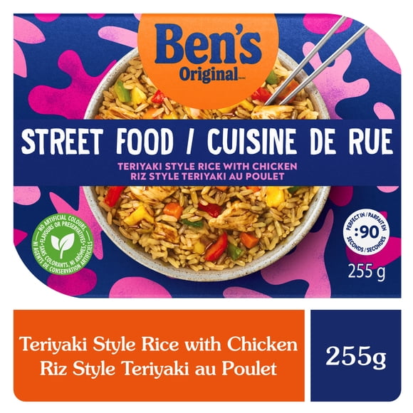 BEN'S ORIGINAL™ Street Food Teriyaki Style Rice with Chicken, Prepared Entrée, Microwave in 90 Seconds, 255 g