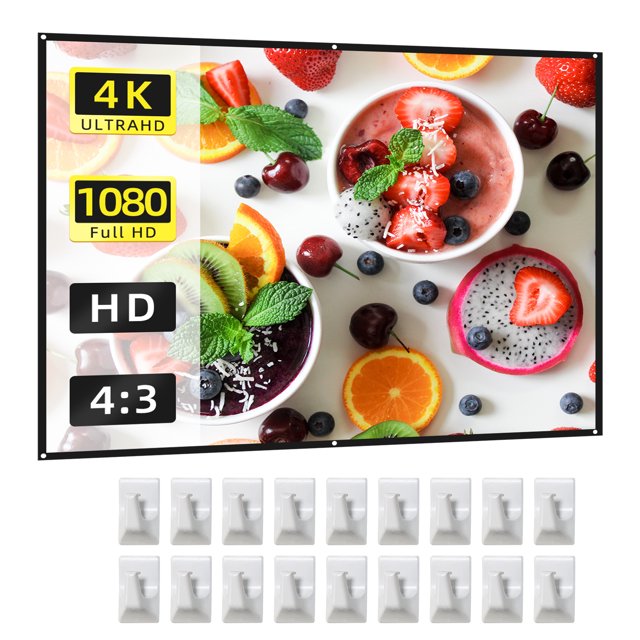120 Inch Projector Screen 4:3 HD 4K Foldable Portable Double Sided Projection Anti-Crease Movie Screen
