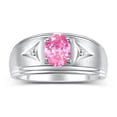 thumbnail image 1 of RYLOS Men's Rings Sterling Silver Classic 8X6MM Oval Gemstone &  Diamond Ring Pink Ice October Birthstone Rings For Man Silver Rings Size 8, 1 of 7